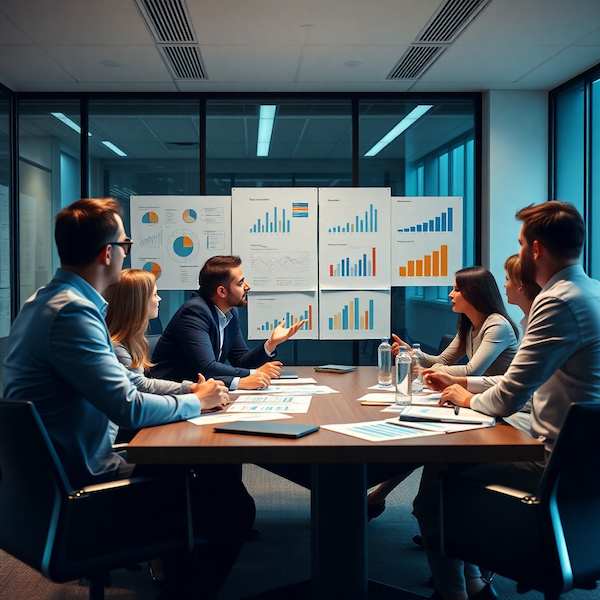 Team collaborating during a strategic planning meeting