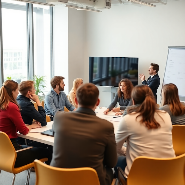 Interactive leadership workshop with engaged participants